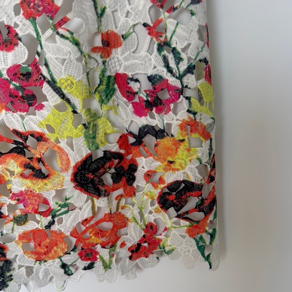 Floral Lace Midi Skirt - White and Multicolor - Picture 6 of 8